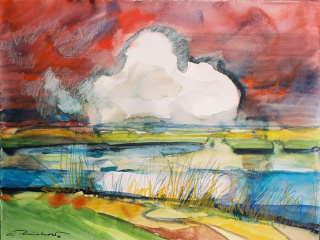 Große weiße Wolke; 1996; 36x48 cm; Mischtechnik Große weiße Wolke; 1996